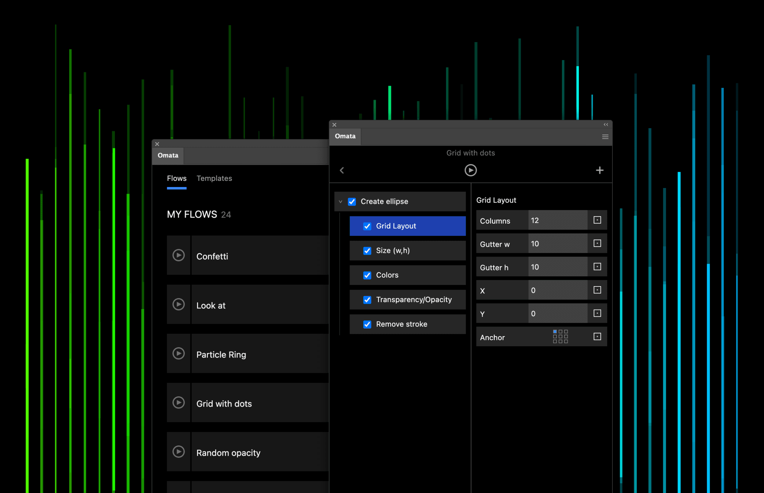 OMATA plugin showing a design flow and its layout controls